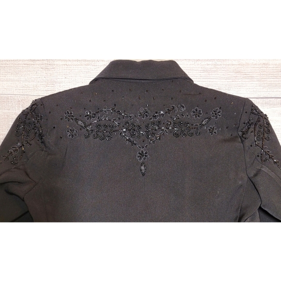 Women's Beautiful Evening Blazer Jacket Size XS Black Beaded Embroidered Pokadot - Picture 10 of 13